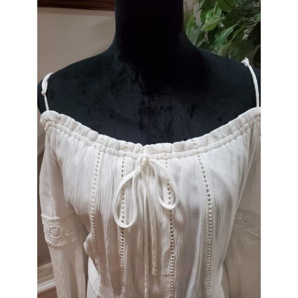 Naif Women's White 100% Rayon Cold Shoulder Long Sleeve Knee Length Dress 2X - Picture 14 of 15